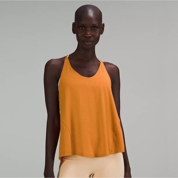 NWT Lululemon Modal Silk Yoga Tank Top Orange Women’s Size 2 Stretch Luxe - Picture 1 of 8
